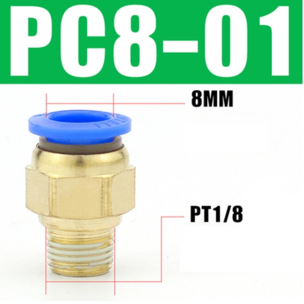 đầu nối khí nén 1/8, đầu nối ống 8mm, fitting khí nén, đầu nối nhanh khí nén thẳng, đầu nối khí nén công nghiệp