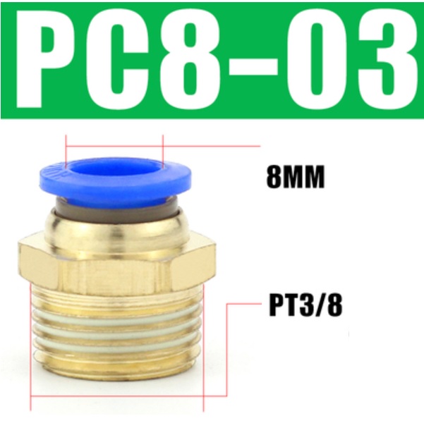đầu nối khí nén 3/8, đầu nối ống 10mm, fitting khí nén công nghiệp, đầu nối nhanh khí nén thẳng, đầu nối khí nén lưu lượng lớn