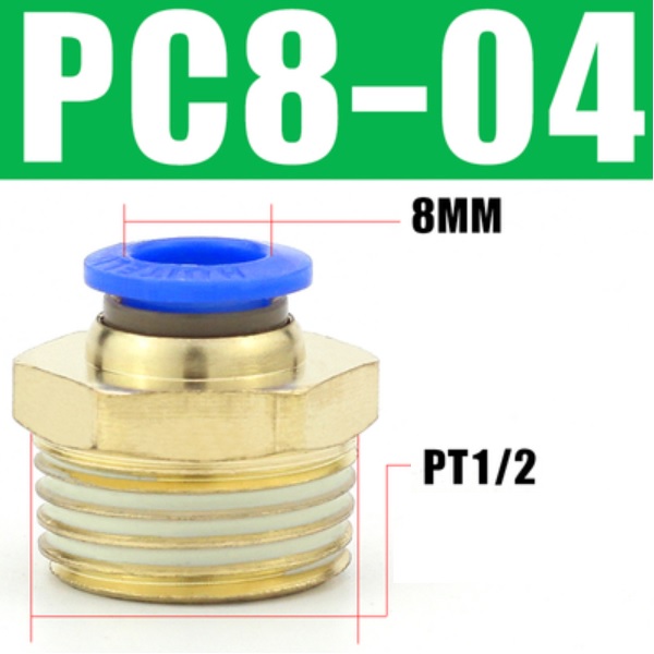 đầu nối khí nén 1/2, đầu nối ống 8mm, fitting khí nén công nghiệp, đầu nối nhanh khí nén thẳng, đầu nối khí nén chịu áp cao