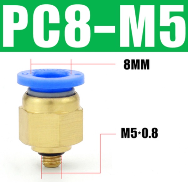 đầu nối khí nén M5, đầu nối ống 8mm, fitting khí nén, đầu nối nhanh khí nén thẳng, đầu nối khí nén mini