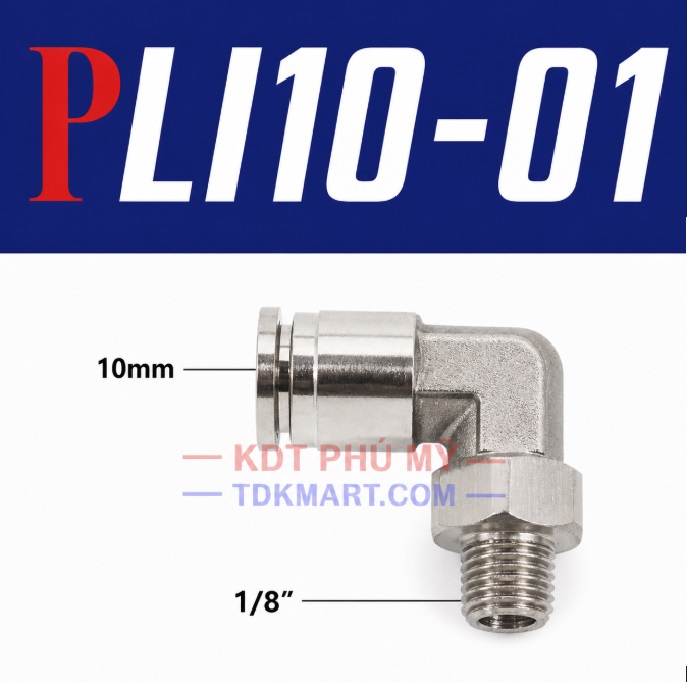 Co nối nhanh Inox ống 10 - Ren ngoài 1/8 =9.6mm