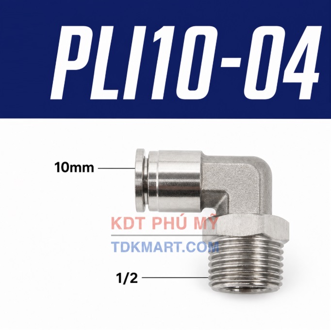 Co nối nhanh Inox ống 10 - Ren ngoài 1/2 =21mm