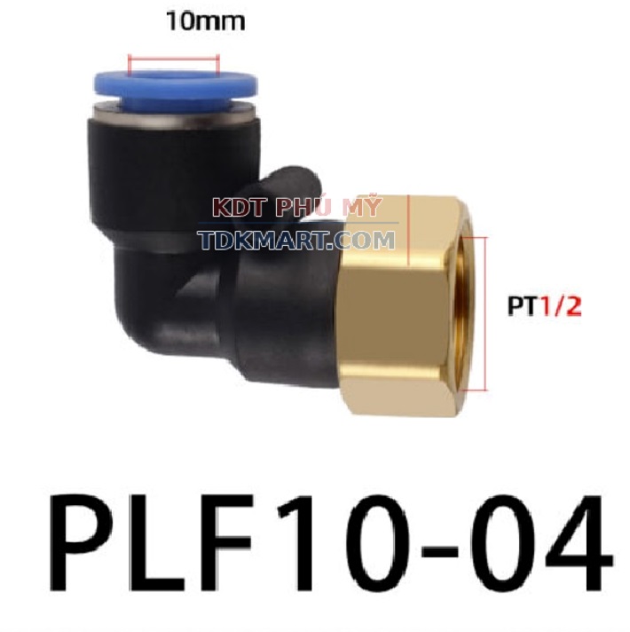 Co nối nhanh khí nén 1 đầu ghim ống 10 mm và 1 đầu ren trong 1/2