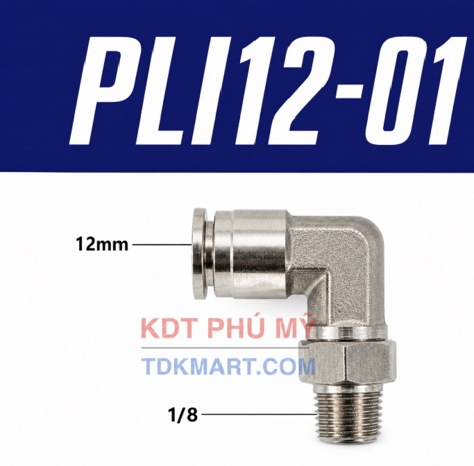 Co nối nhanh Inox ống 12 - Ren ngoài 1/8 =9.6mm