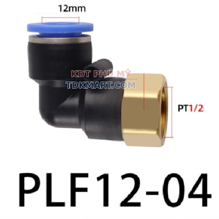 Co nối nhanh khí nén 1 đầu ghim ống 12 mm và 1 đầu ren trong 1/2