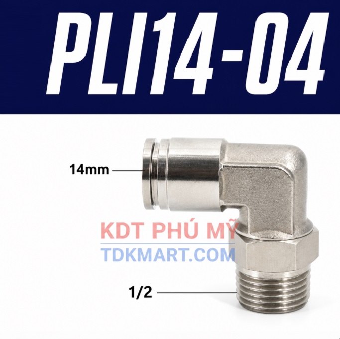 Co nối nhanh Inox ống 14 - Ren ngoài 1/2 =21mm