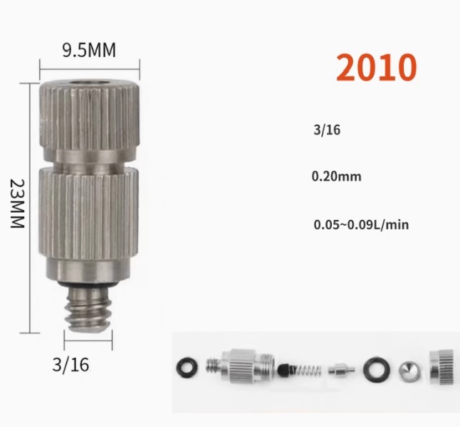 Béc đồng số 2  nối ren lỗ phun 0.2mm (mã 2010)