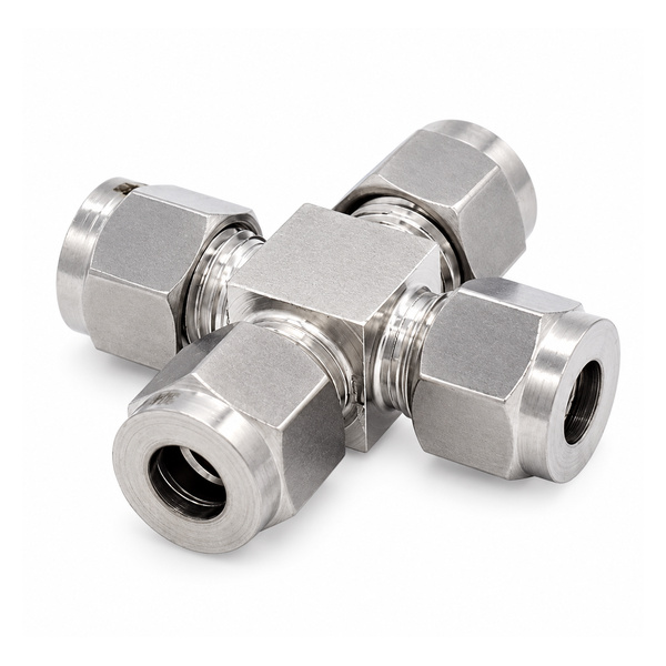 Đầu nối chia 4 ngã Inox 316 4 đầu siết hạt bắp 8 mm