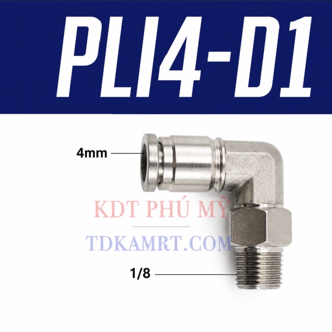 Co nối nhanh Inox ống 4 - Ren ngoài 1/8 =9.6mm