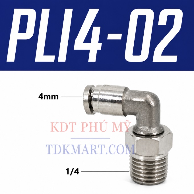 Co nối nhanh Inox ống 4 - Ren ngoài 1/4 =12.7mm