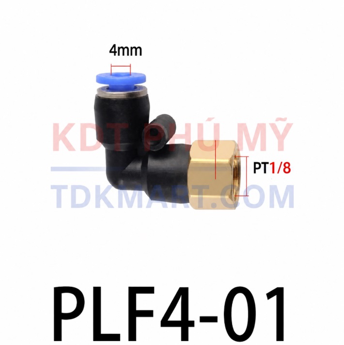 Co nối nhanh khí nén 1 đầu ghim ống 4 mm và 1 đầu ren trong 1/4