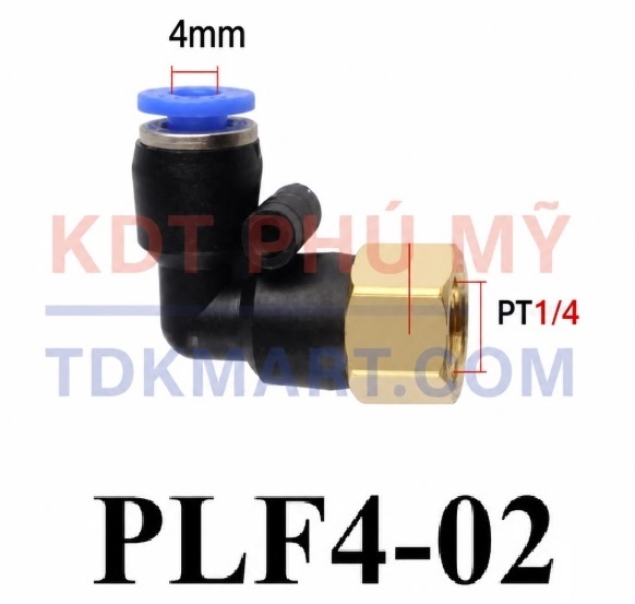 Co nối nhanh khí nén 1 đầu ghim ống 4 mm và 1 đầu ren trong 1/8