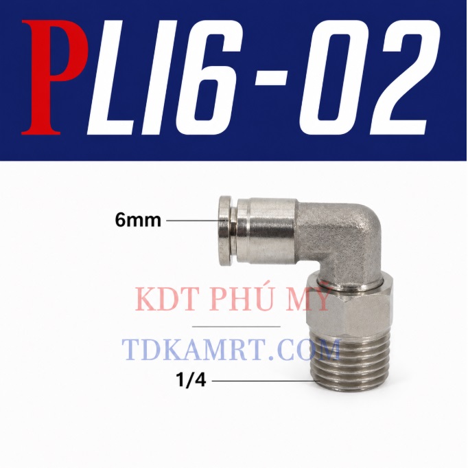 Co nối nhanh Inox ống 6 - Ren ngoài 1/4 =12.7mm