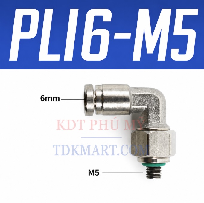 Co nối nhanh Inox ống 6 - Ren ngoài M5