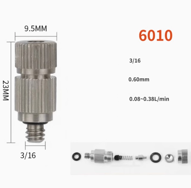 Béc đồng số 6  nối ren lỗ phun 0.6mm (mã 6010)