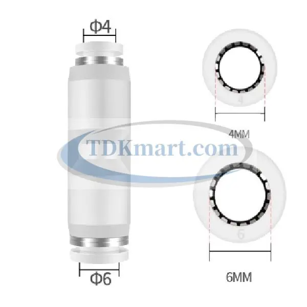 Đầu nối khí nén giảm thẳng màu trắng