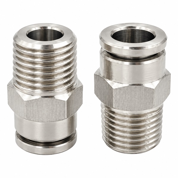 Đầu nối nhanh Inox 316 thẳng 1 đầu ghim ống 6 mm 1 đầu ren ngoài 1/8