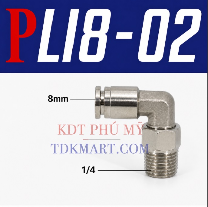 Co nối nhanh Inox ống 8 - Ren ngoài 1/4 =12.7mm