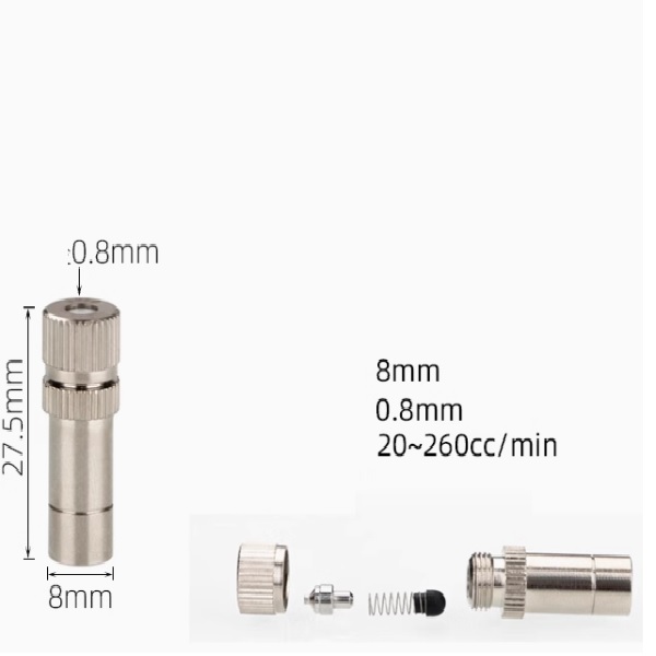 Béc đồng số 8 nối nhanh lỗ phun 0.8mm