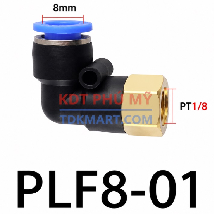 Co nối nhanh khí nén 1 đầu ghim ống 8 mm và 1 đầu ren trong 1/8