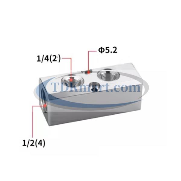 Thanh nhôm chia khí nén ren 1/2 - 2 lỗ ra