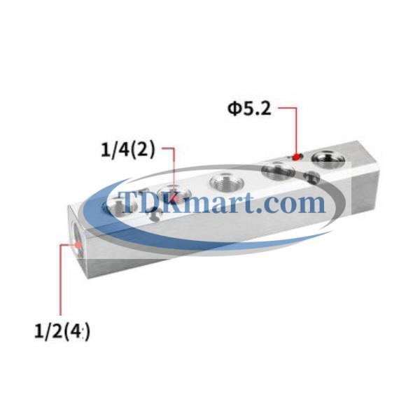 Thanh nhôm chia khí nén ren 1/2 - 5 lỗ ra
