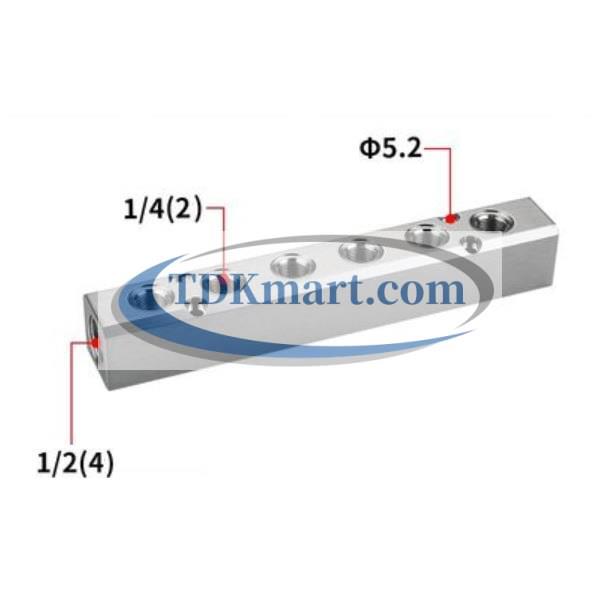 Thanh nhôm chia khí nén ren 1/2 - 6 lỗ ra