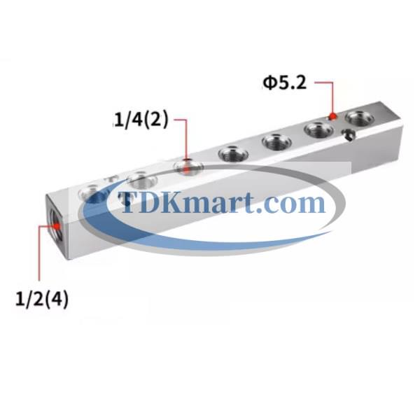 Thanh nhôm chia khí nén ren 1/2 - 7 lỗ ra