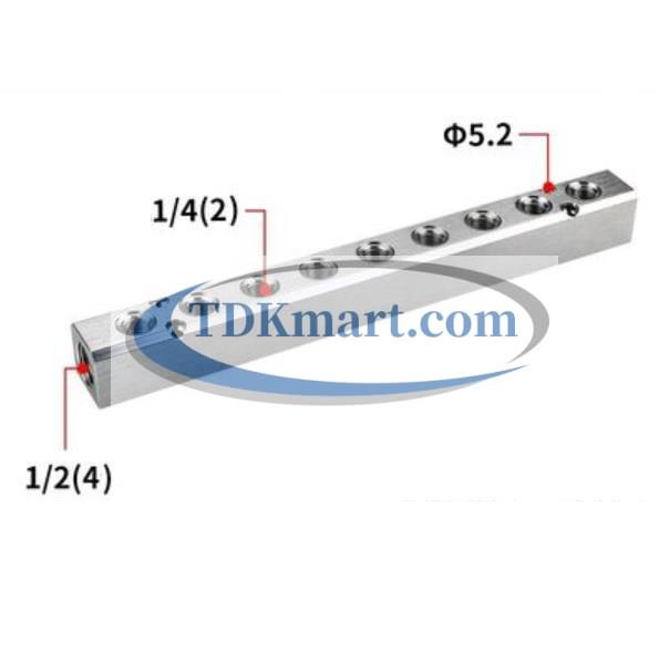 Thanh nhôm chia khí nén ren 1/2 - 9 lỗ ra
