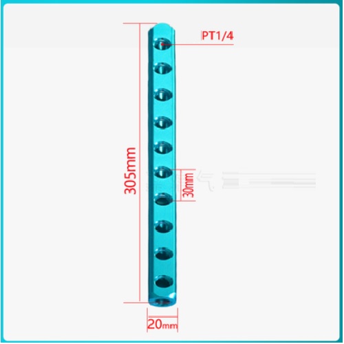 Thanh nhôm chia khí nén ren 1/4 - 10 lỗ ra