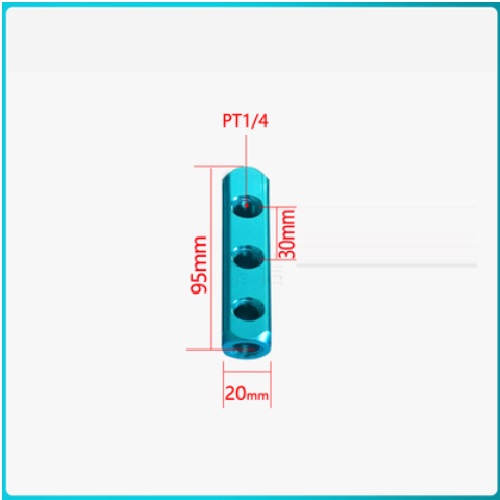 Thanh nhôm chia khí nén ren 1/4 - 3 lỗ ra