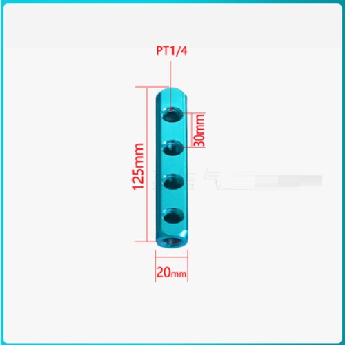 Thanh nhôm chia khí nén ren 1/4 - 4 lỗ ra