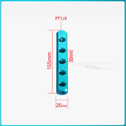 Thanh nhôm chia khí nén ren 1/4 - 5 lỗ ra