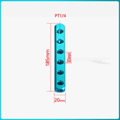 Thanh nhôm chia khí nén ren 1/4 - 6 lỗ ra
