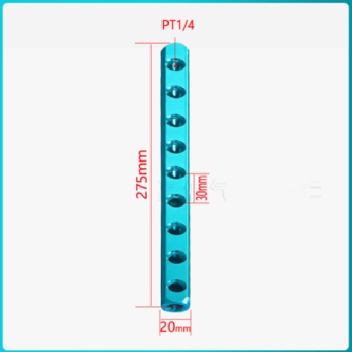 Thanh nhôm chia khí nén ren 1/4 - 9 lỗ ra