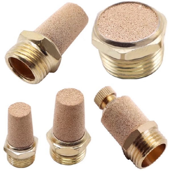 Giảm âm thanh khí nén đầu hình trụ vật liệu đồng