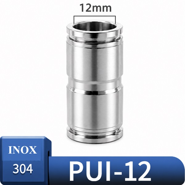 Đầu nối nhanh khí nén Inox 304 thẳng phi 12mm