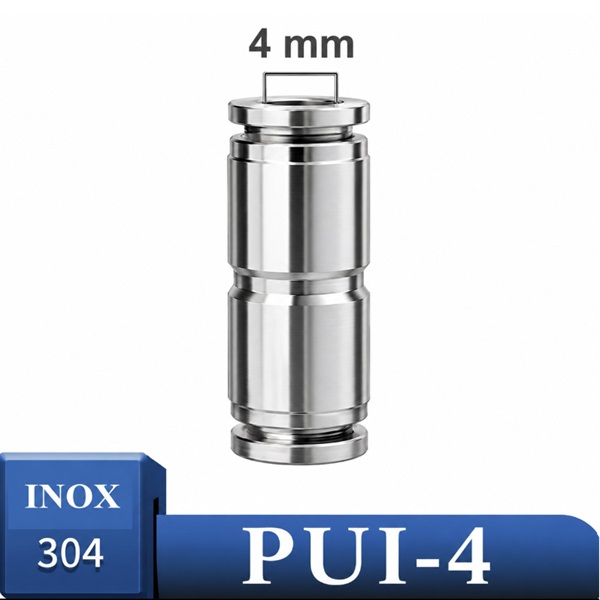 Đầu nối nhanh khí nén Inox 304 thẳng phi 4mm