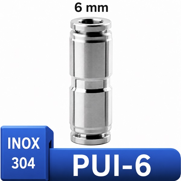 Đầu nối nhanh khí nén Inox 304 thẳng phi 6mm
