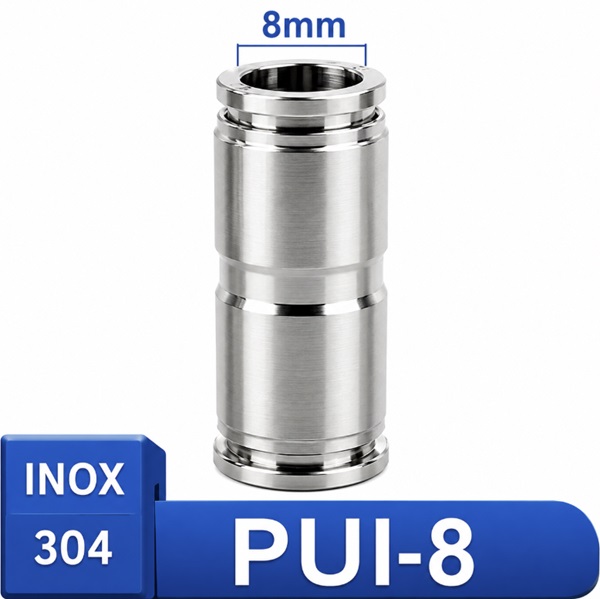 Đầu nối nhanh khí nén Inox 304 thẳng phi 8mm