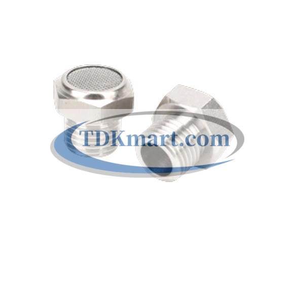 Đầu giảm âm thanh khí nén Inox 304 đầu phẳng - ren ngoài 1/8