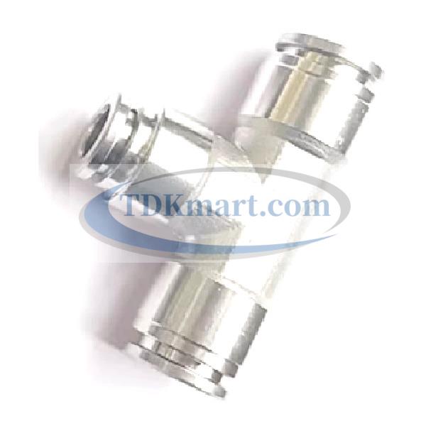 Đầu nối Inox 304 dạng chữ T giảm 10-6-10 có 3 đầu nối nhanh ghim ống khí nén