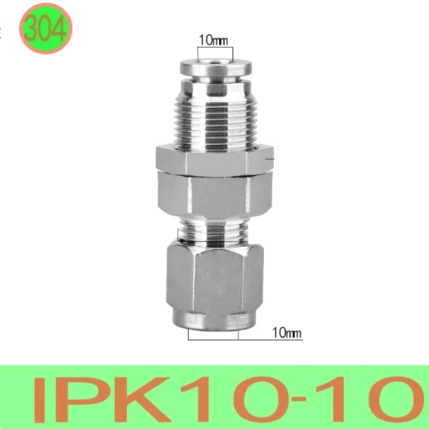 Đầu nối nhanh Inox một đầu siết hạt bắp ống 10 mm Model: IPK10-10 Vật liệu: Inox 304
