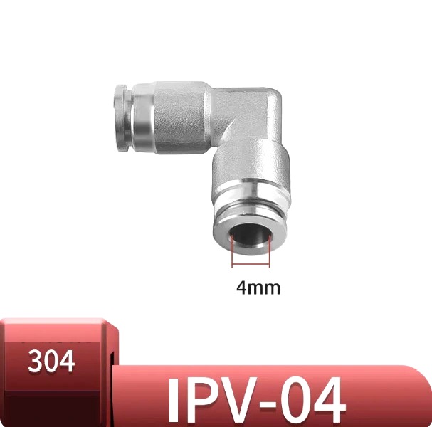 Co nối nhanh khí nén Inox ống 4 mm  Model: IPV-4  Vật liệu: Inox 304