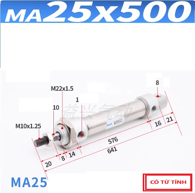 Xi lanh khí nén MA25X500-S-CA