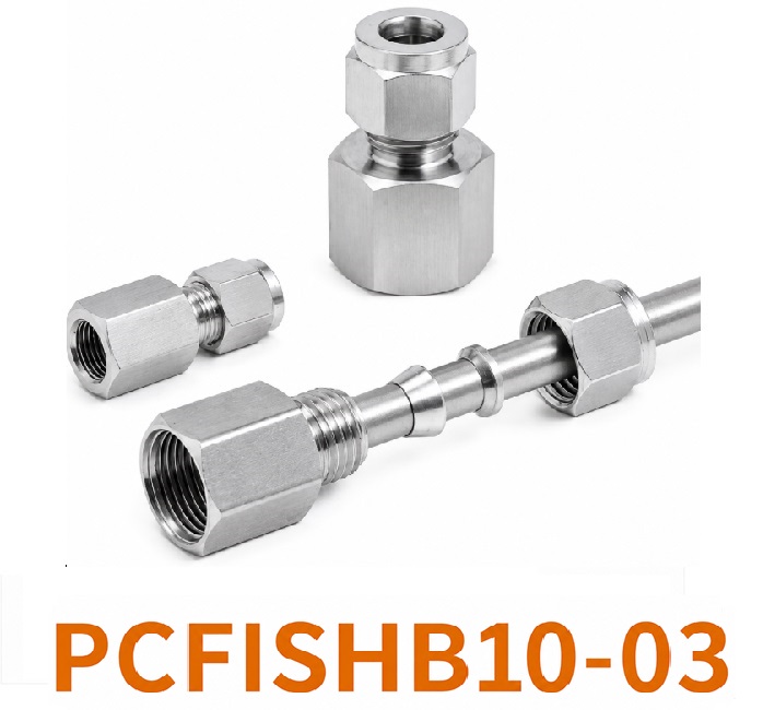 Đầu nối Inox 304 thẳng có 1 đầu siết hạt bắp ống 10 và 1 đầu ren trong 3/8