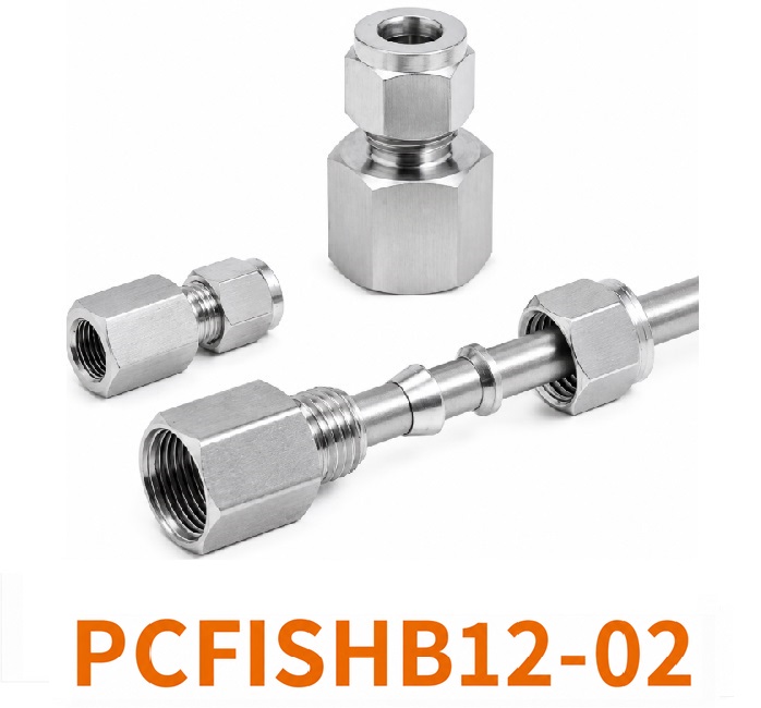 Đầu nối Inox 304 thẳng có 1 đầu siết hạt bắp ống 12 và 1 đầu ren trong 1/4