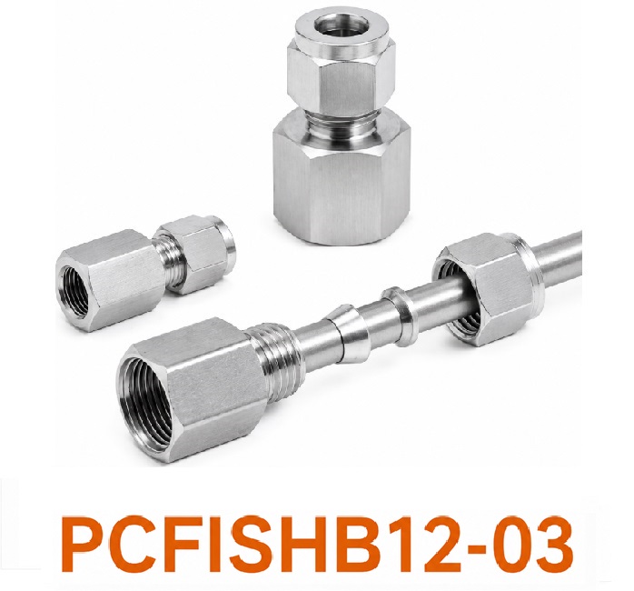 Đầu nối Inox 304 thẳng có 1 đầu siết hạt bắp ống 12 và 1 đầu ren trong 3/8
