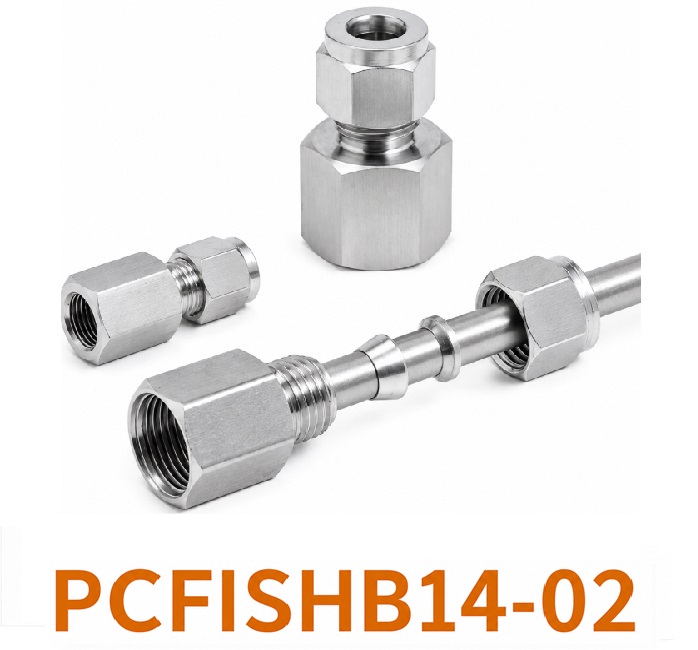 Đầu nối Inox 304 thẳng có 1 đầu siết hạt bắp ống 14 và 1 đầu ren trong 1/4