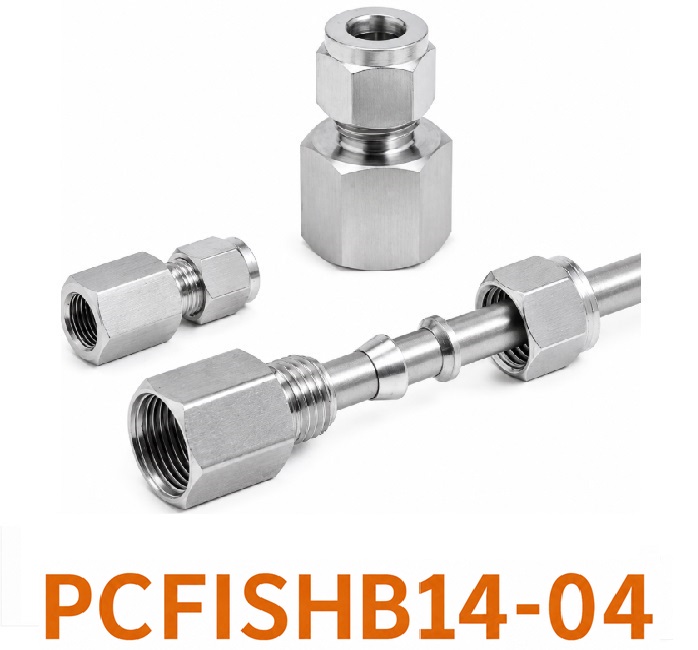 Đầu nối Inox 304 thẳng có 1 đầu siết hạt bắp ống 14 và 1 đầu ren trong 1/2